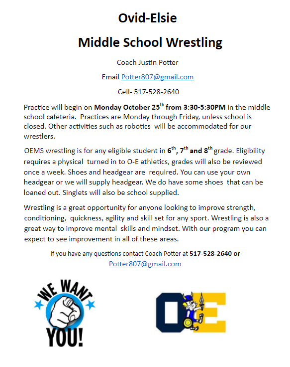 OEMS Wrestling Flyer