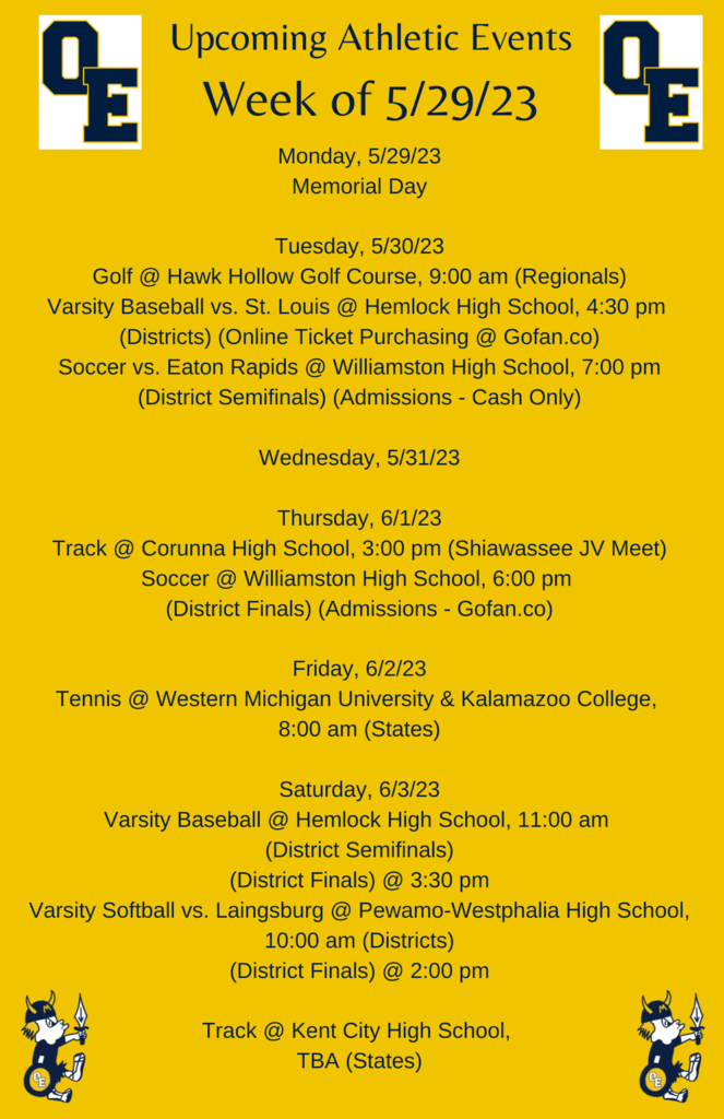 Weekly Athletics 5/29/23